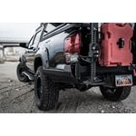 3rd Gen High Clearance Rear Bumper Dual Swing Arm Straight Tire Carrier 16-22 Powdercoat Black 1